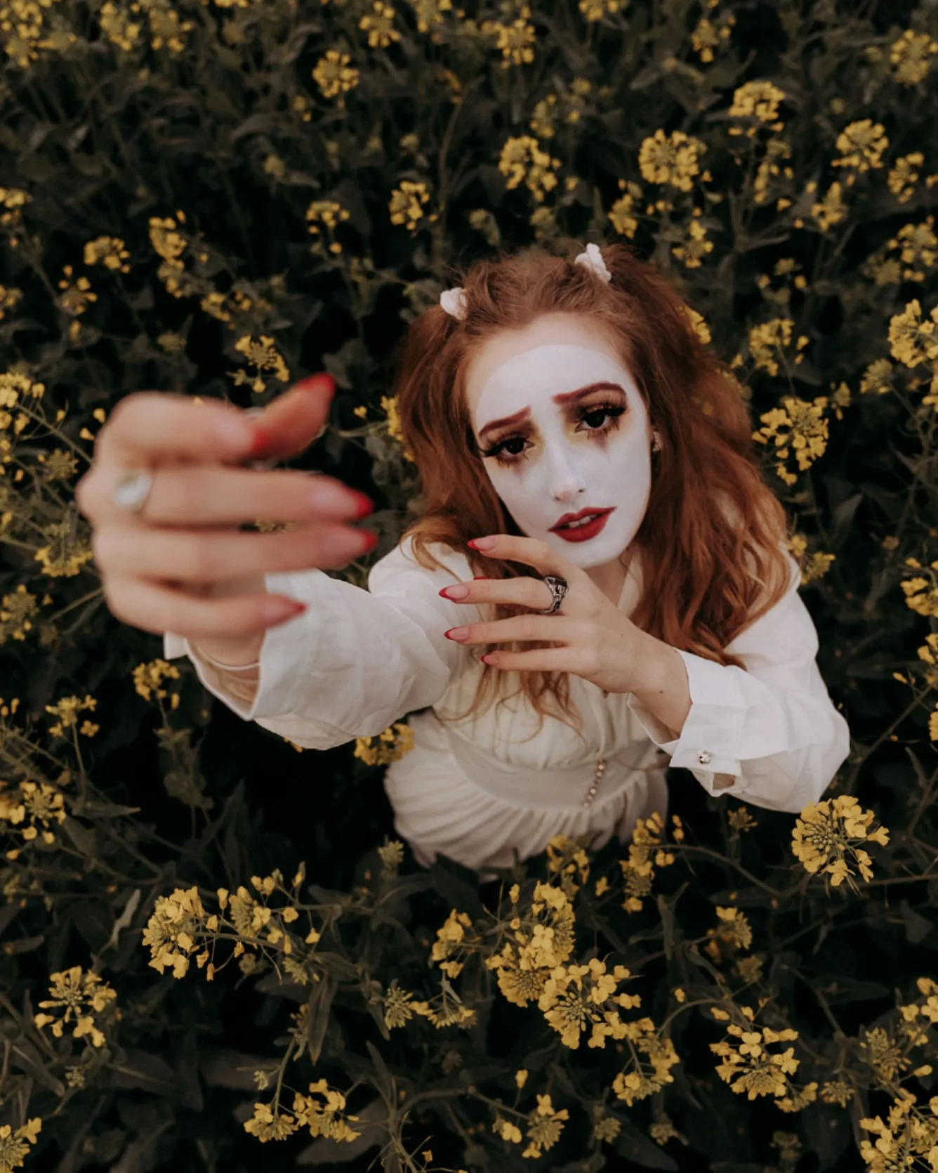 Clown among the flowers